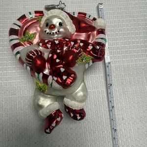 Vintage Christopher Radko Christmas Ornament Frost N Love Snowman Heart 2004